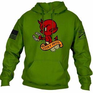 ♥️💚Men Green Lucky Red Devil Hoodie♥️💚